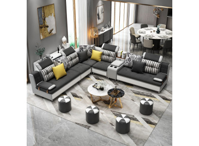 Corner sofa L-shape Modern sofa Leather sofa Upholstery Living landscape Design Couches new