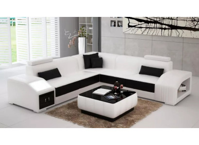 Design Corner sofa Living room Corner sofa Leather upholstery Couch Sofa L-shape