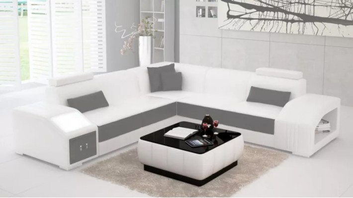 Design Corner sofa Living room Corner sofa Leather upholstery Couch Sofa L-shape