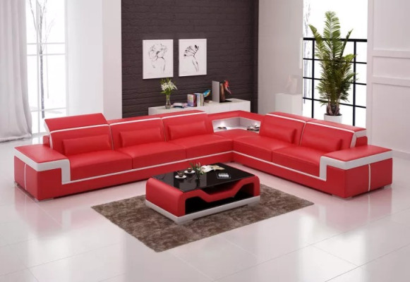 Leather upholstery Design Corner sofa Living room Corner sofa Couch Sofa L-shape Living landscape