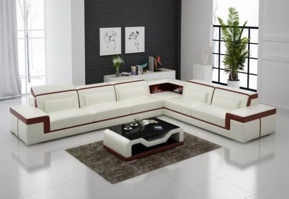 Leather upholstery Design Corner sofa Living room Corner sofa Couch Sofa L-shape Living landscape