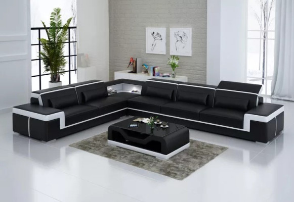 Leather upholstery Design Corner sofa Living room Corner sofa Couch Sofa L-shape Living landscape