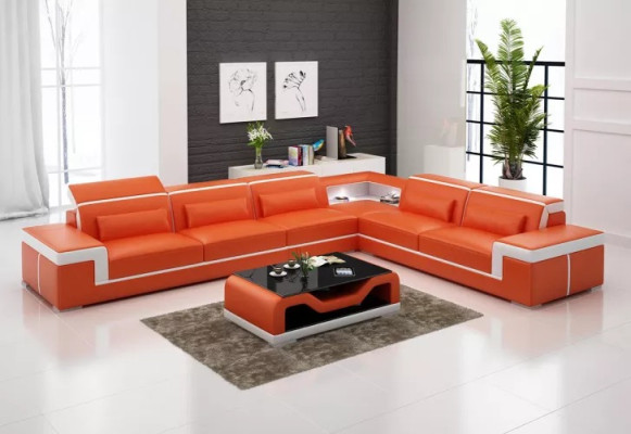 Leather upholstery Design Corner sofa Living room Corner sofa Couch Sofa L-shape Living landscape