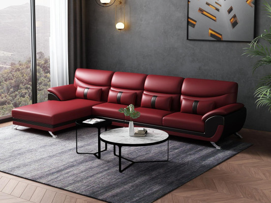 Design Living room Leather upholstery Corner sofa Corner sofa Couch Sofa L-shape