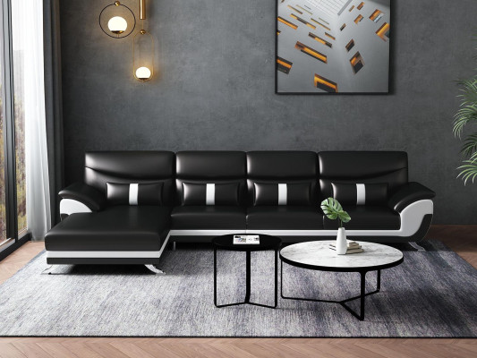 Design Living room Leather upholstery Corner sofa Corner sofa Couch Sofa L-shape