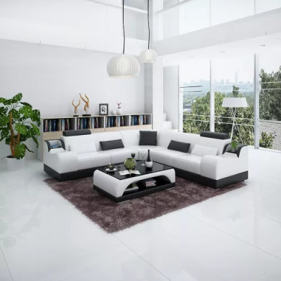 Design Corner sofa Living room Modern Corner sofa Leather upholstery Couch Sofa