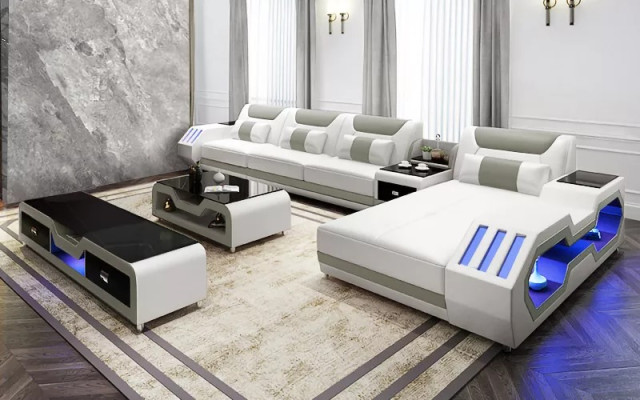Leather upholstery design Corner sofa Corner sofa Couch Sofa L-shape Living landscape