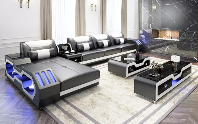 Leather upholstery design Corner sofa Corner sofa Couch Sofa L-shape Living landscape