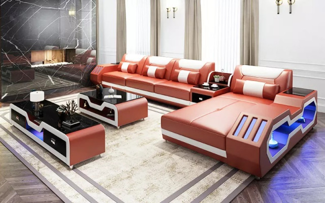 Leather upholstery design Corner sofa Corner sofa Couch Sofa L-shape Living landscape
