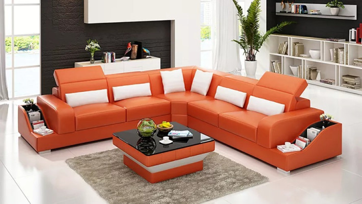 Design Furniture Corner sofa Living room Corner sofa Leather upholstery Couch Sofa