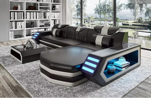 Design Corner sofa Living room Furniture Corner sofa Leather upholstery Couch Sofa