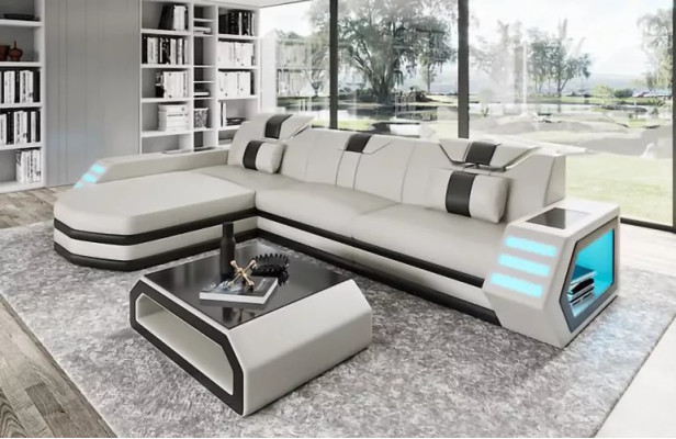 Design Corner sofa Living room Furniture Corner sofa Leather upholstery Couch Sofa