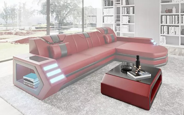 Design Corner sofa Living room Furniture Corner sofa Leather upholstery Couch Sofa