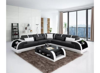 Design Sofa Furniture Corner sofa Corner sofa Living room Leather upholstered couch