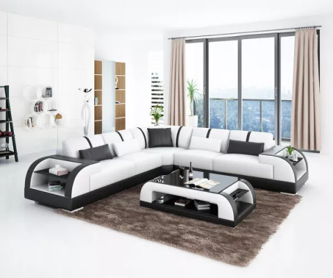 Design Sofa Furniture Corner sofa Corner sofa Living room Leather upholstered couch