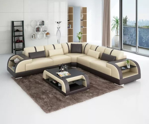 Design Sofa Furniture Corner sofa Corner sofa Living room Leather upholstered couch