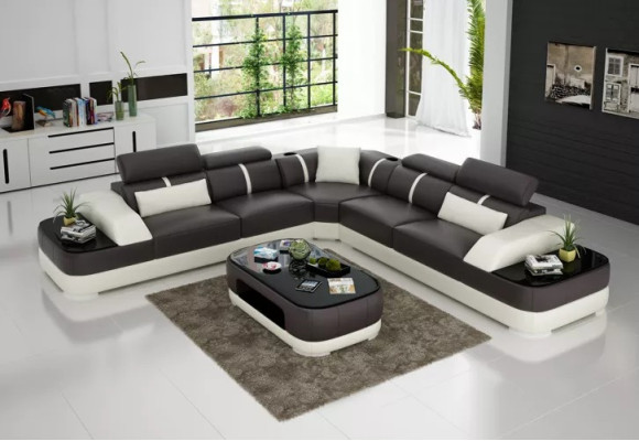 Design Furniture Corner sofa Corner sofa Living room Leather upholstery Couch Sofa