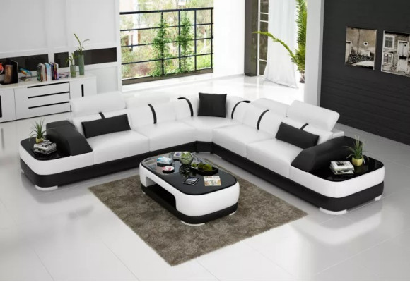 Design Furniture Corner sofa Corner sofa Living room Leather upholstery Couch Sofa