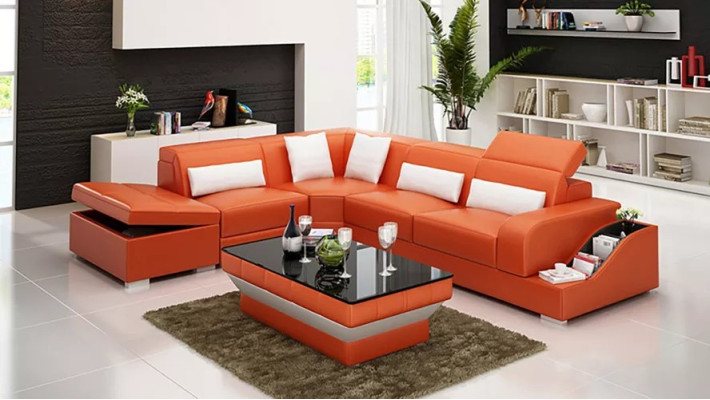 Design Modern Corner sofa Corner sofa Living room Leather upholstered Couch Sofa