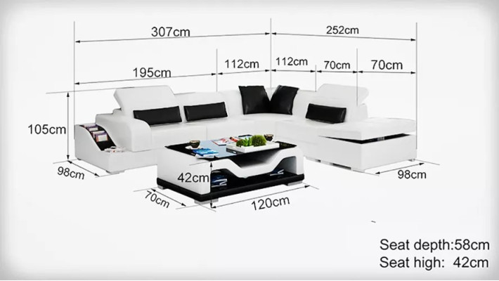 Design Modern Corner sofa Corner sofa Living room Leather upholstered Couch Sofa