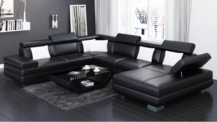 Sofa Living room Leather xxl couch Upholstery landscape modern designer