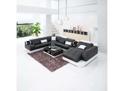 Upholstered corner leather sofa Living room sofa Corner sofa Corner suite Sofa with