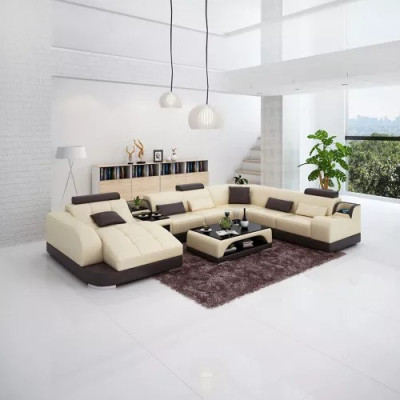 Upholstered corner leather sofa Living room sofa Corner sofa Corner suite Sofa with