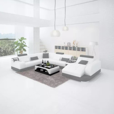 Upholstered corner leather sofa Living room sofa Corner sofa Corner suite Sofa with