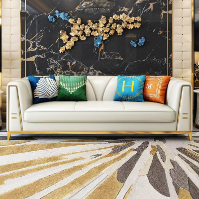 Medusa stainless steel Leather Sofa set Couch Living room Furniture 4-piece set
