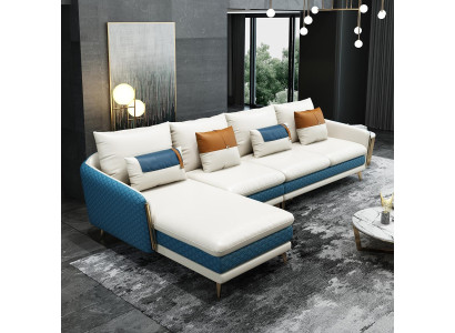 Corner sofa L-shape Modern sofa Leather sofa Decorative Corner sofa Upholstery Living landscape