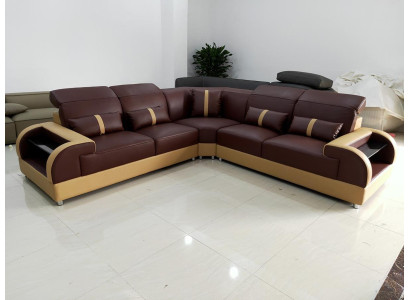 Couch Corner sofa Leather Living landscape Suite Design Modern Sofa L-shape LED USB