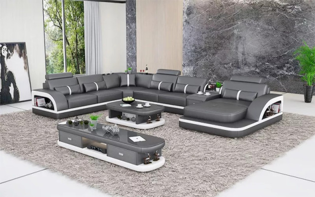 Living landscape Couch Upholstery Sofa Suite 3pcs. Set coffee table sideboard