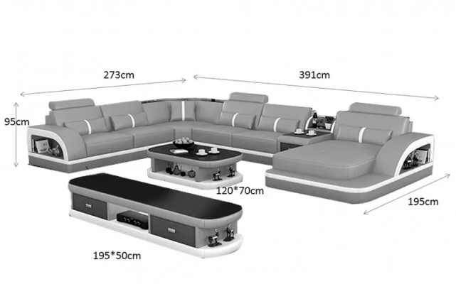 Living landscape Couch Upholstery Sofa Suite 3pcs. Set coffee table sideboard