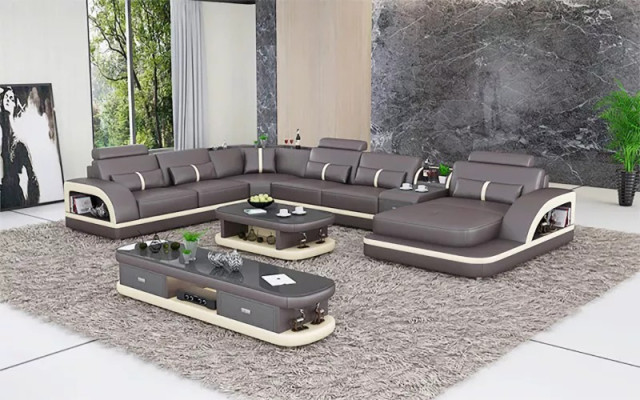 Living landscape Couch Upholstery Sofa Suite 3pcs. Set coffee table sideboard
