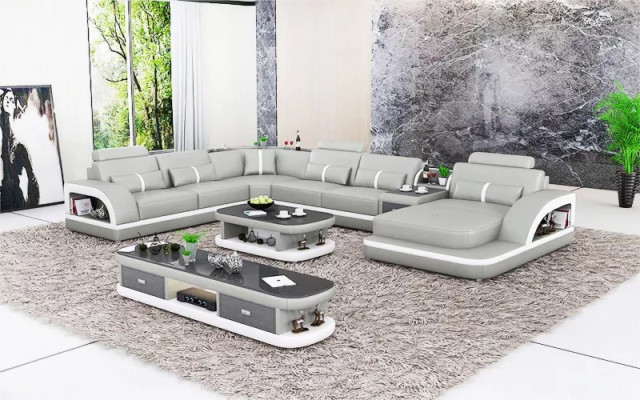 Living landscape Couch Upholstery Sofa Suite 3pcs. Set coffee table sideboard