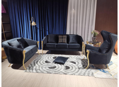Classic golden velvet luxury living landscape sofa furniture seater set snakes
