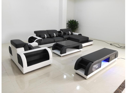 Couch Corner sofa Leather Living landscape Suite Design Modern Sof L-shape Coffee table