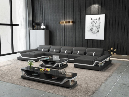 Corner sofa Sofa Couch Sofa Living landscape leather sofa Leather Furniture Living room Suite