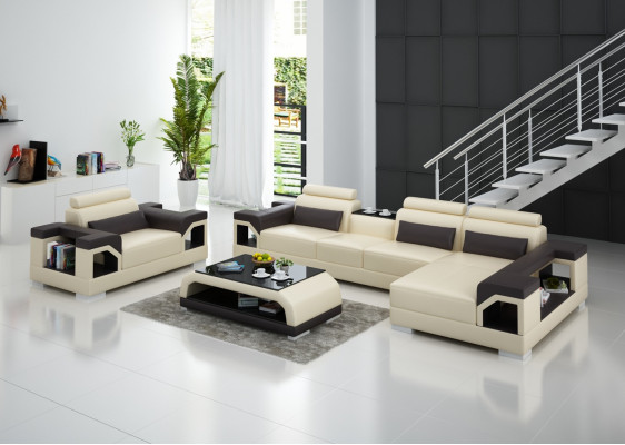 Living landscape Corner sofa L-shape Armchair Set Suite Modern Sofa Leather Seat Corner
