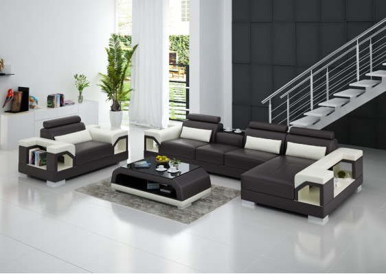 Living landscape Corner sofa L-shape Armchair Set Suite Modern Sofa Leather Seat Corner