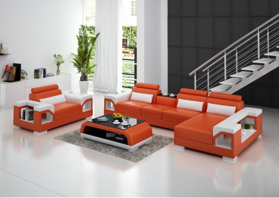 Living landscape Corner sofa L-shape Armchair Set Suite Modern Sofa Leather Seat Corner