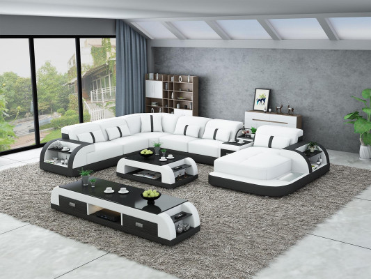 Leather sofa Design Corner suite Corner sofa Luxury Living landscape led sofa couch Upholstery