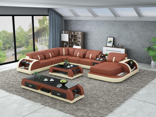 Leather sofa Design Corner suite Corner sofa Luxury Living landscape led sofa couch Upholstery
