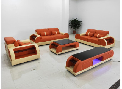 Sofa set Set 3 2 1 Seater Coffee table Sideboard Suite Design Modern 5-piece.