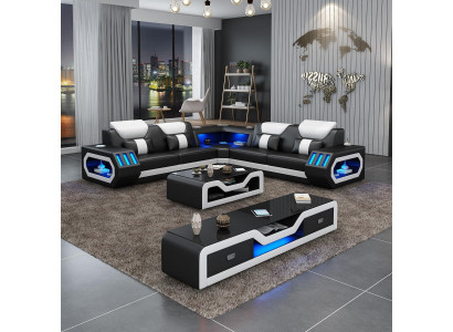 Corner sofa Upholstery Corner sofa L-shape Coffee table Sideboard Leather sofa Living landscape new