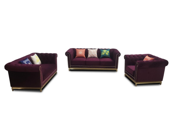Seating set 3+2+1 Seater Furniture Upholstery Textile Leather Modern Chesterfield Design