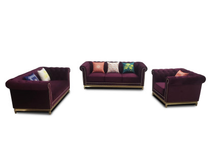 Seating set 3+2+1 Seater Furniture Upholstery Textile Leather Modern Chesterfield Design