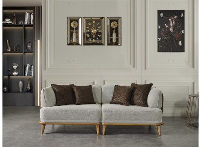 Sofa 3 Seater Gray Elegant Modern Luxury Design Wood Furniture Upholstery Fabric new