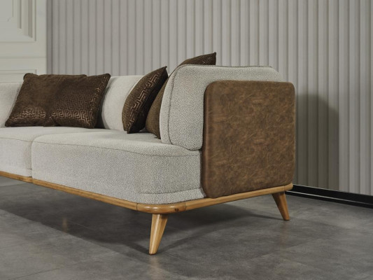 Sofa 3 Seater Gray Elegant Modern Luxury Design Wood Furniture Upholstery Fabric new
