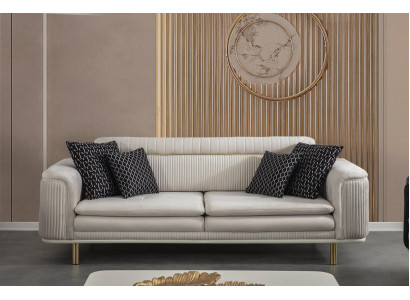 Sofa Couch Three Seater Living room Fabric Sofas Couches Furniture Furnishings Beige